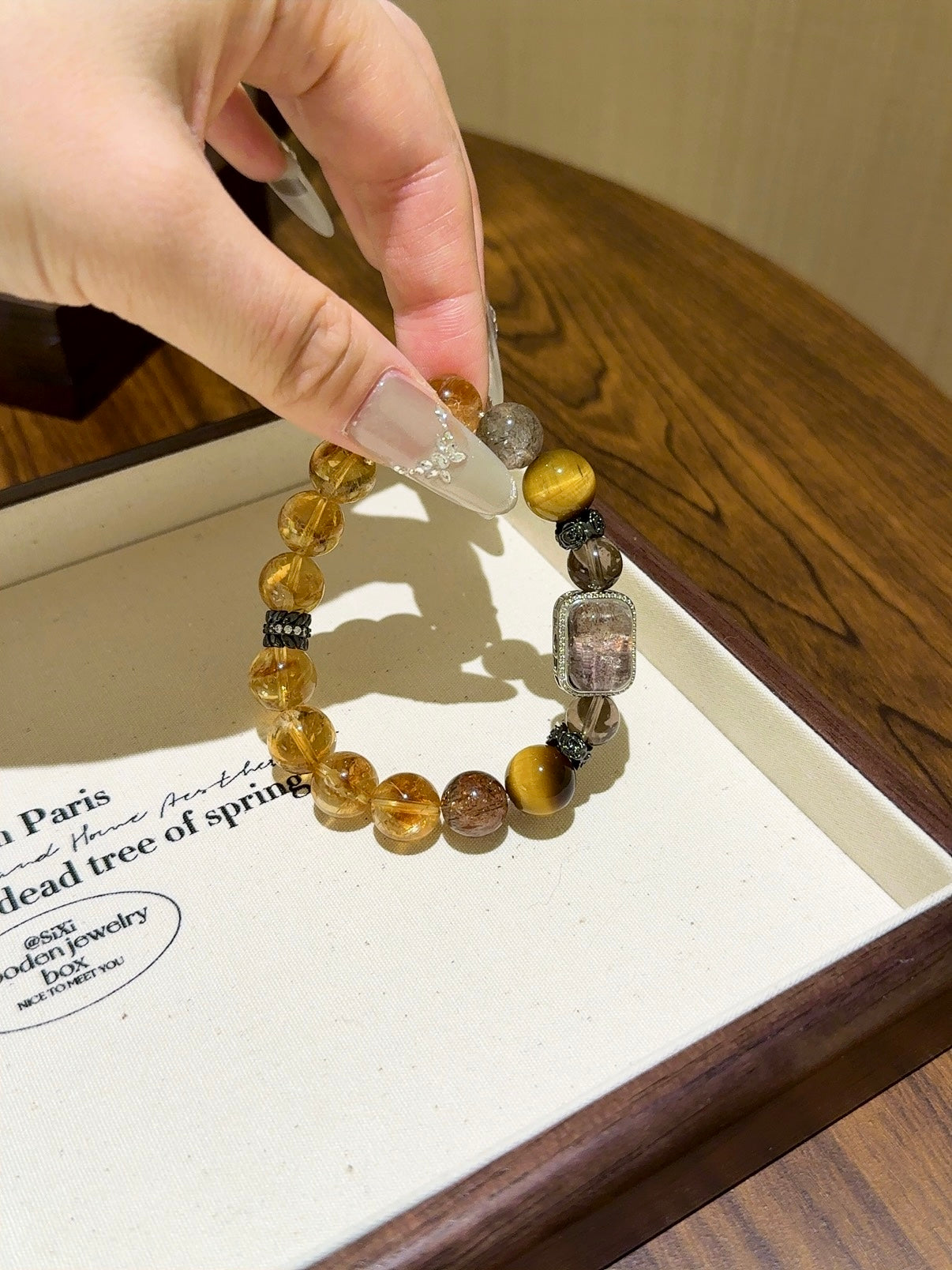 ▫️▪️ Yellow Tiger's Eye, Yellow Tower, Crystal, Black Gold, Super Magic Box Bracelet